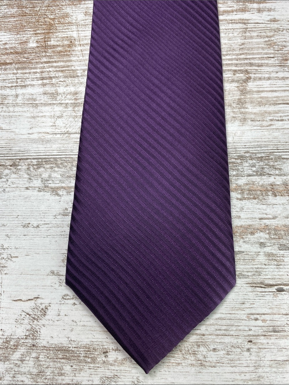 Stafford Deep Purple Diagonal Ribbed Textured Silk Tie 58” Classic